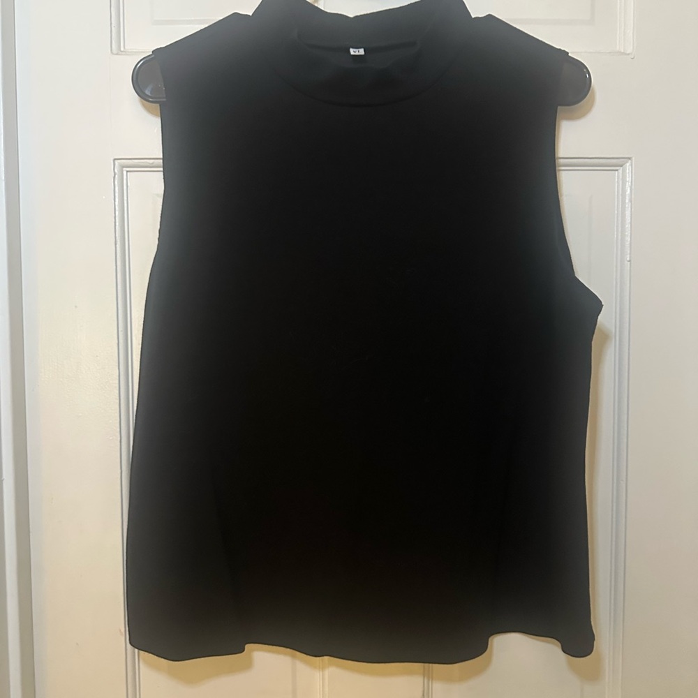Amazon Black Sleeveless Muscle Tee with Mandarin Collar